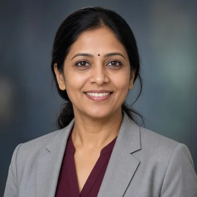 Portrait of Dr. Priya Ramaswell (fictional speaker)