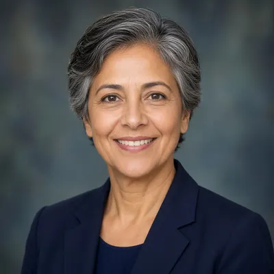 Portrait of Prof. Amara Velloso (fictional speaker)
